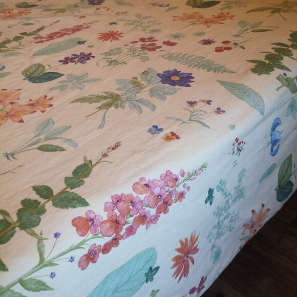 Waverly Second Spring Queen Duvet Cover Pale Yellow Floral Botanical Green Check - Picture 2 of 13